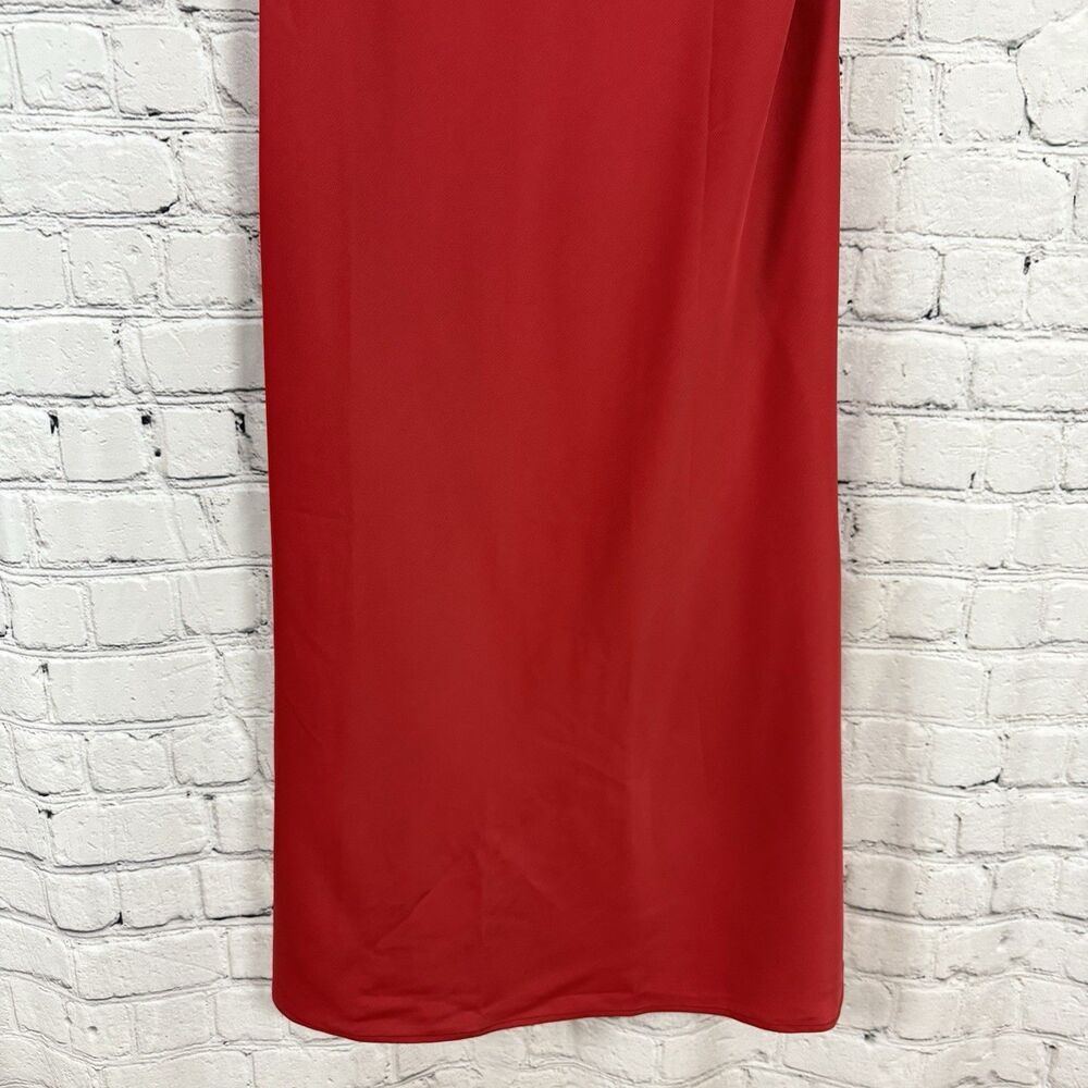 WAYF Red Empire Waist Satin Slip Midi Dress Party Cocktail NWT - Picture 8 of 14